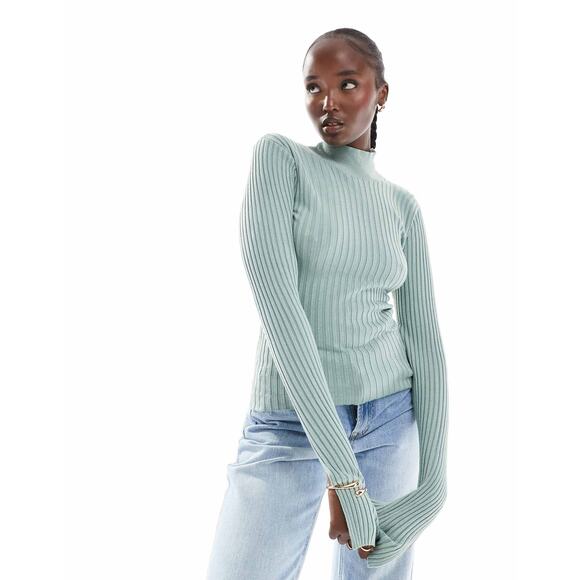 Threadbare Tops - Threadbare high neck jumper in baby blue